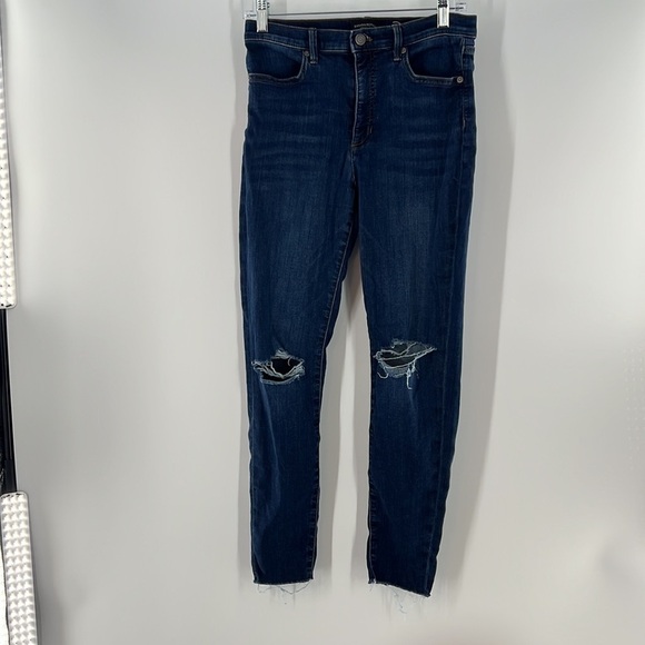 Banana Republic High Rise Legging Distressed Raw Hem Denim Blue Jeans 29 - Picture 1 of 6